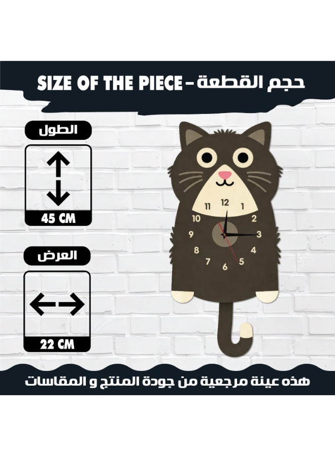 A wall clock with a moving pendulum in the shape of a cat, combining modern design and bright colors, with a silent movement and excellent quality, adds an attractive decorative touch to any space. - Image 2